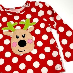 J. Khaki Long Sleeve Red & White Reindeer Graphic Holiday Xmas Top Shirt Size 2T